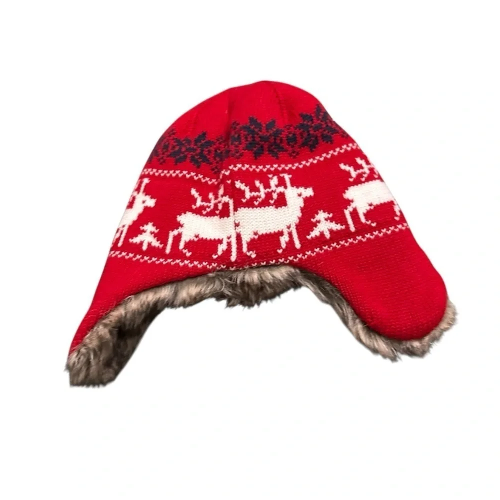 Janie and Jack Red and Brown Kids Christmas Hat